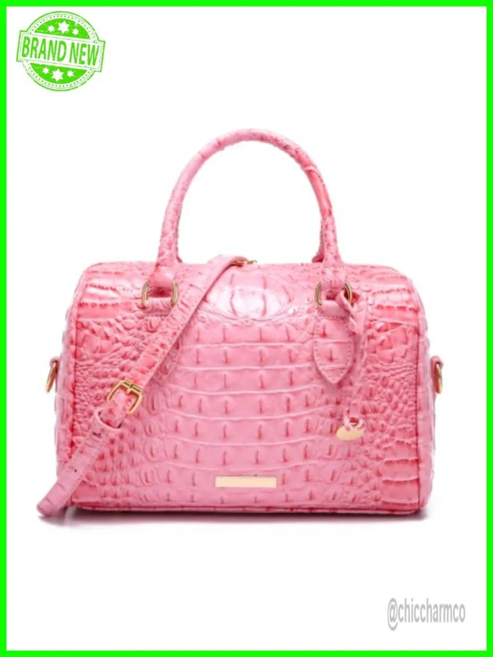 Crocodile Embossed Vegan Leather Satchel Top Handle Shoulder Bag Purse